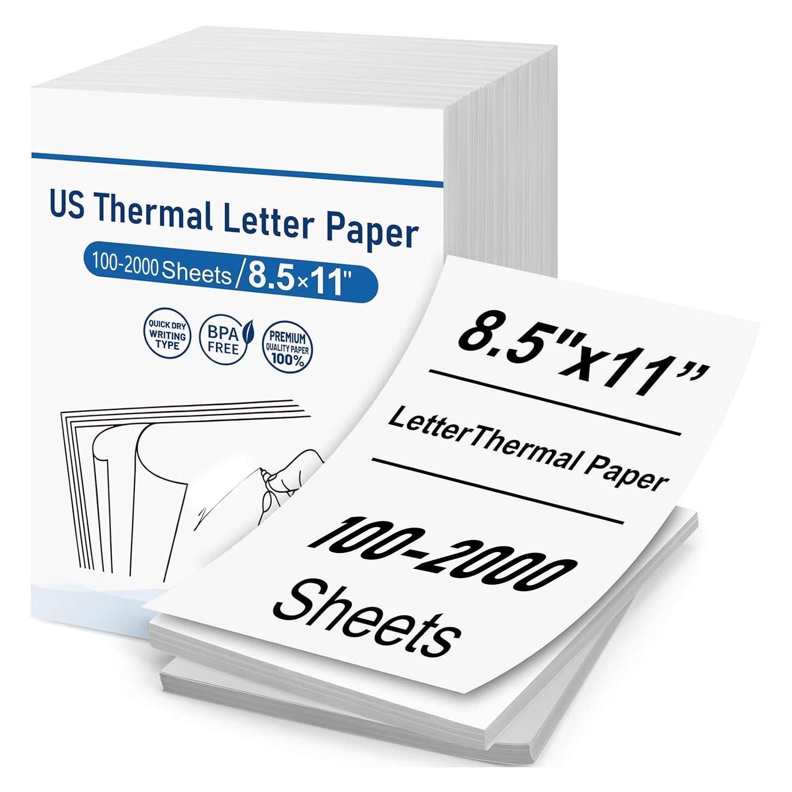 100-2000Sheets Thermal Printer Paper 8.5″ X 11″ US Letter Size Thermal Paper Lot