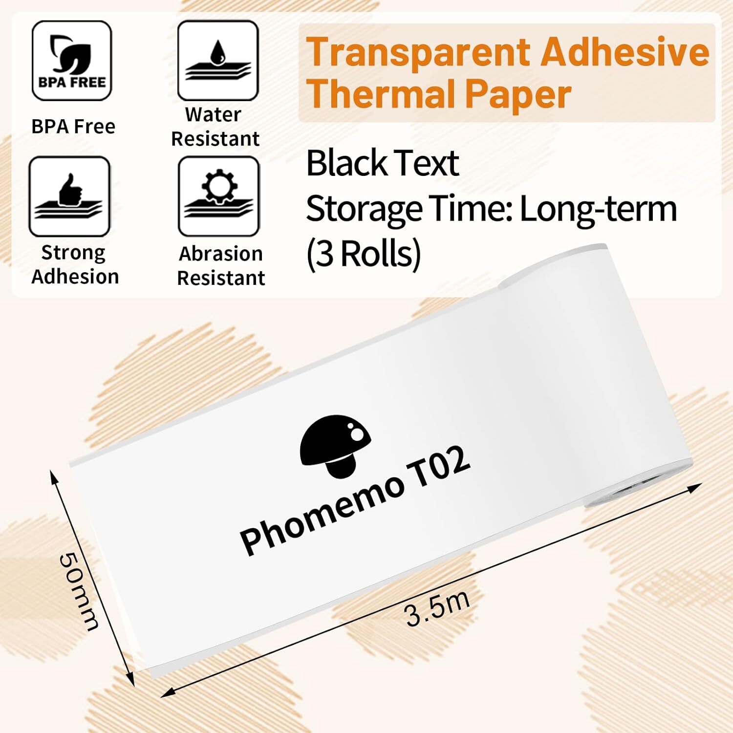 Transparent Self-Adhesive Thermal T02 Sticker Paper for Phomemo Photo Printer US