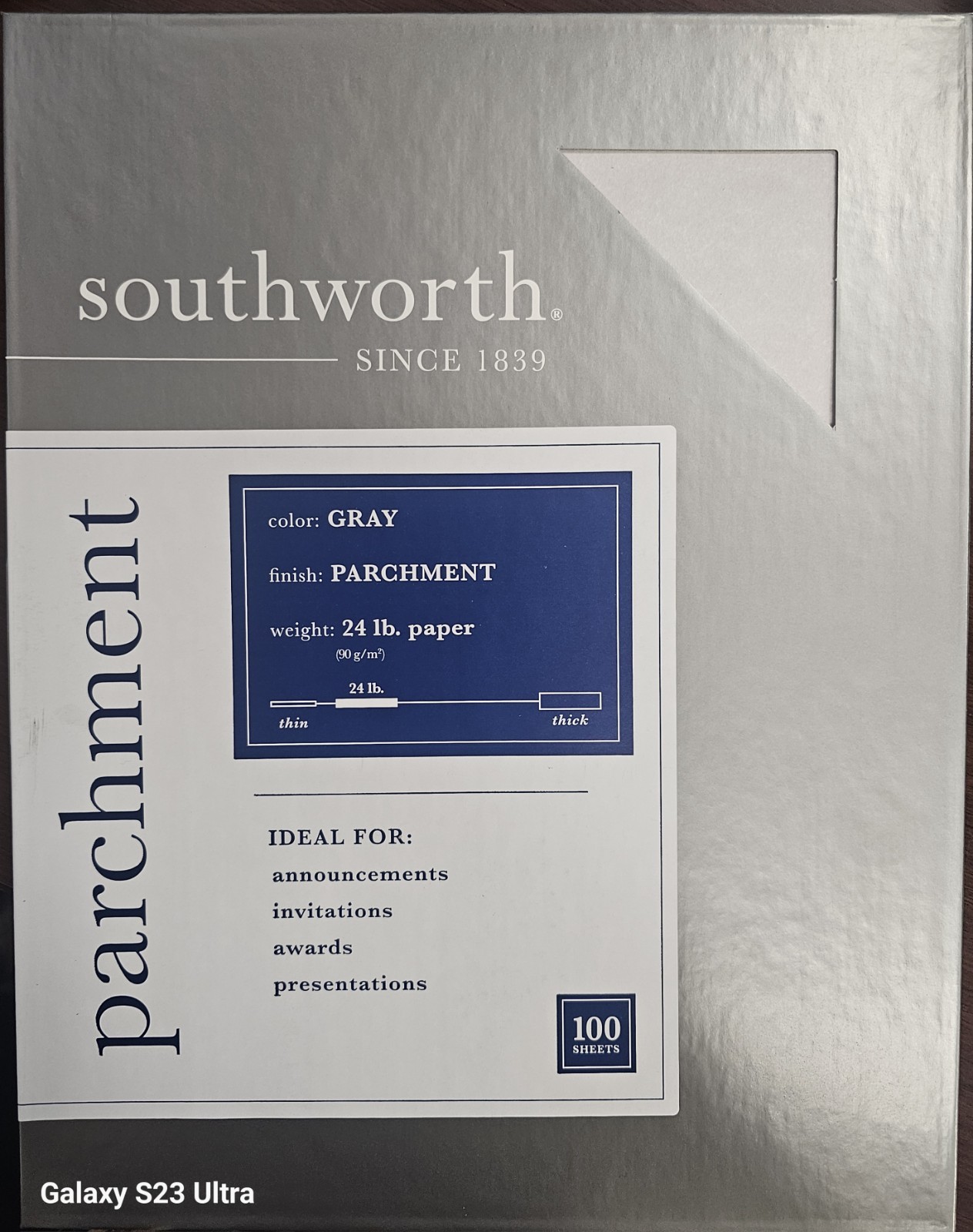 Southworth Parchment Specialty Paper, 24 Lb, 8 1/2″ x 11″, Gray, Pack of 100
