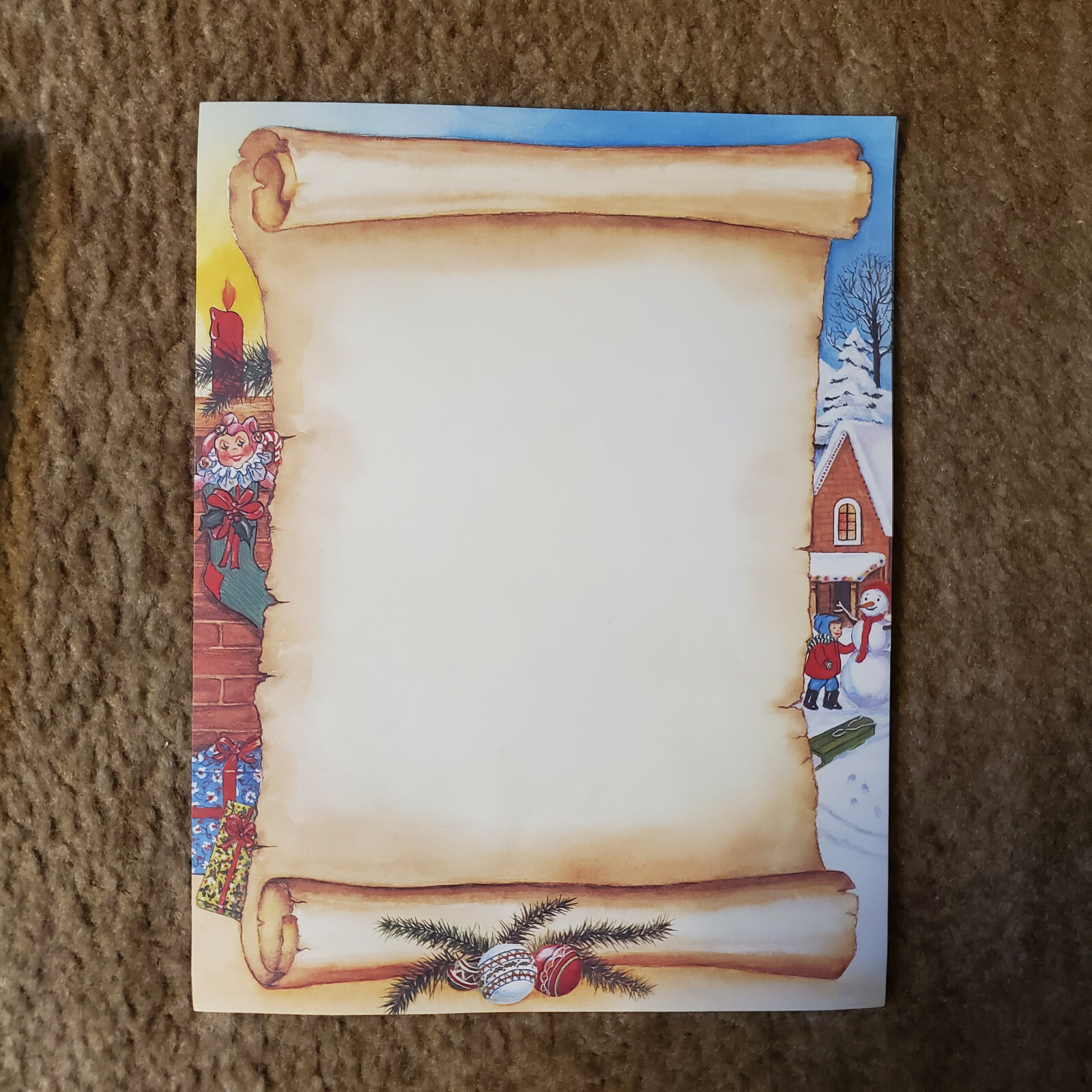 Christmas Letter Scroll Stationery 100 Sheets Geopaper Holiday Inkjet Open Box