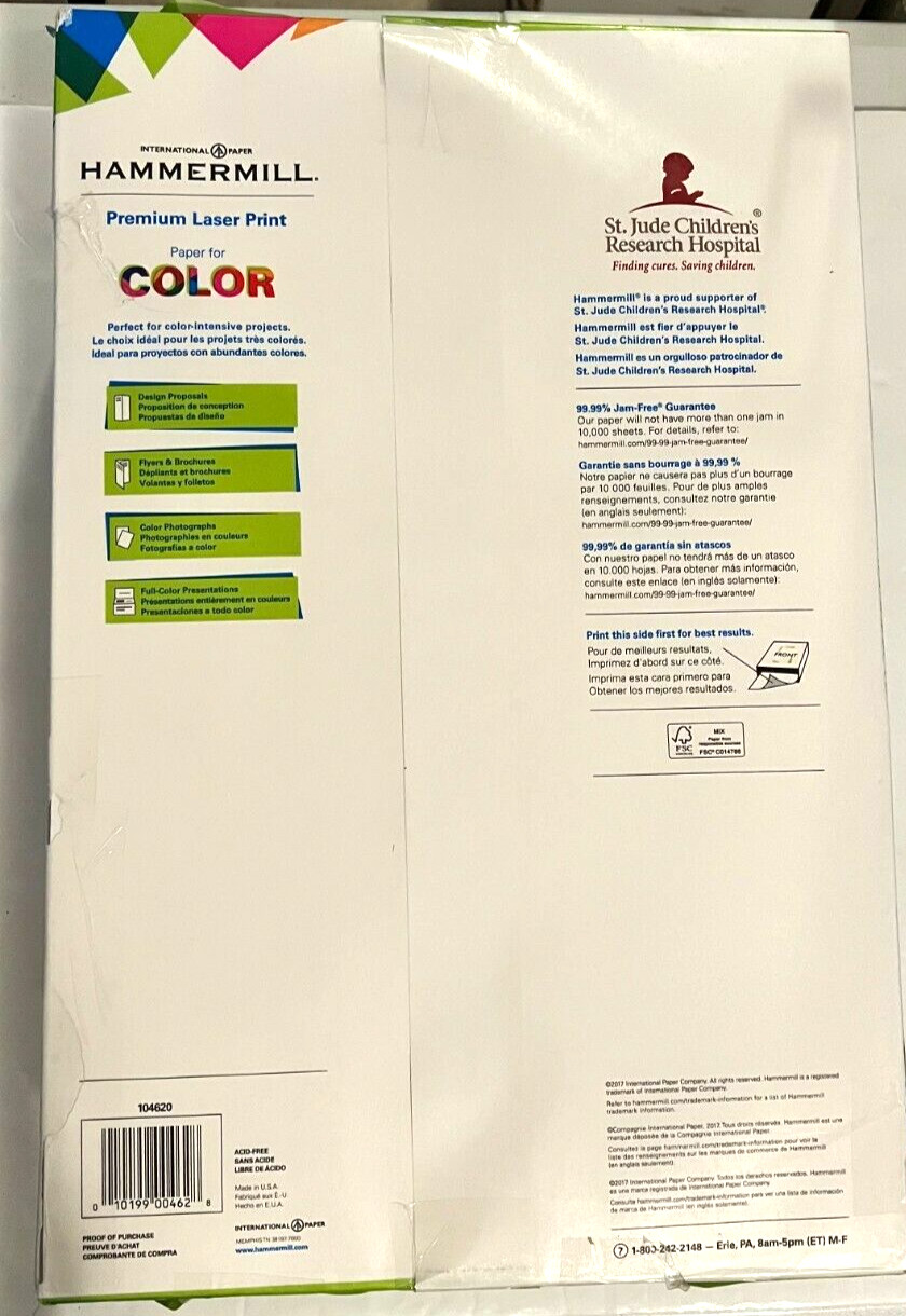 Hammermill Premium Laser Color 24 lb Copy Paper, 11 x 17 – 1 Ream (500 Sheets)