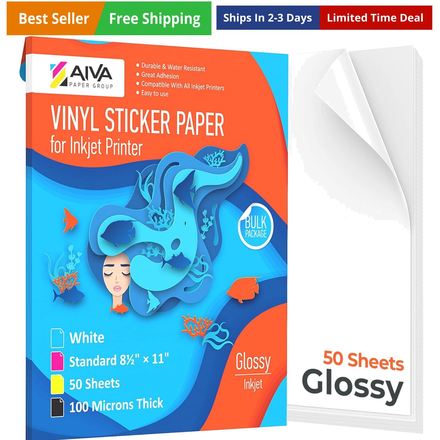 Printable Vinyl Sticker Paper – Waterproof Decal Paper for Inkjet Printer – 5…
