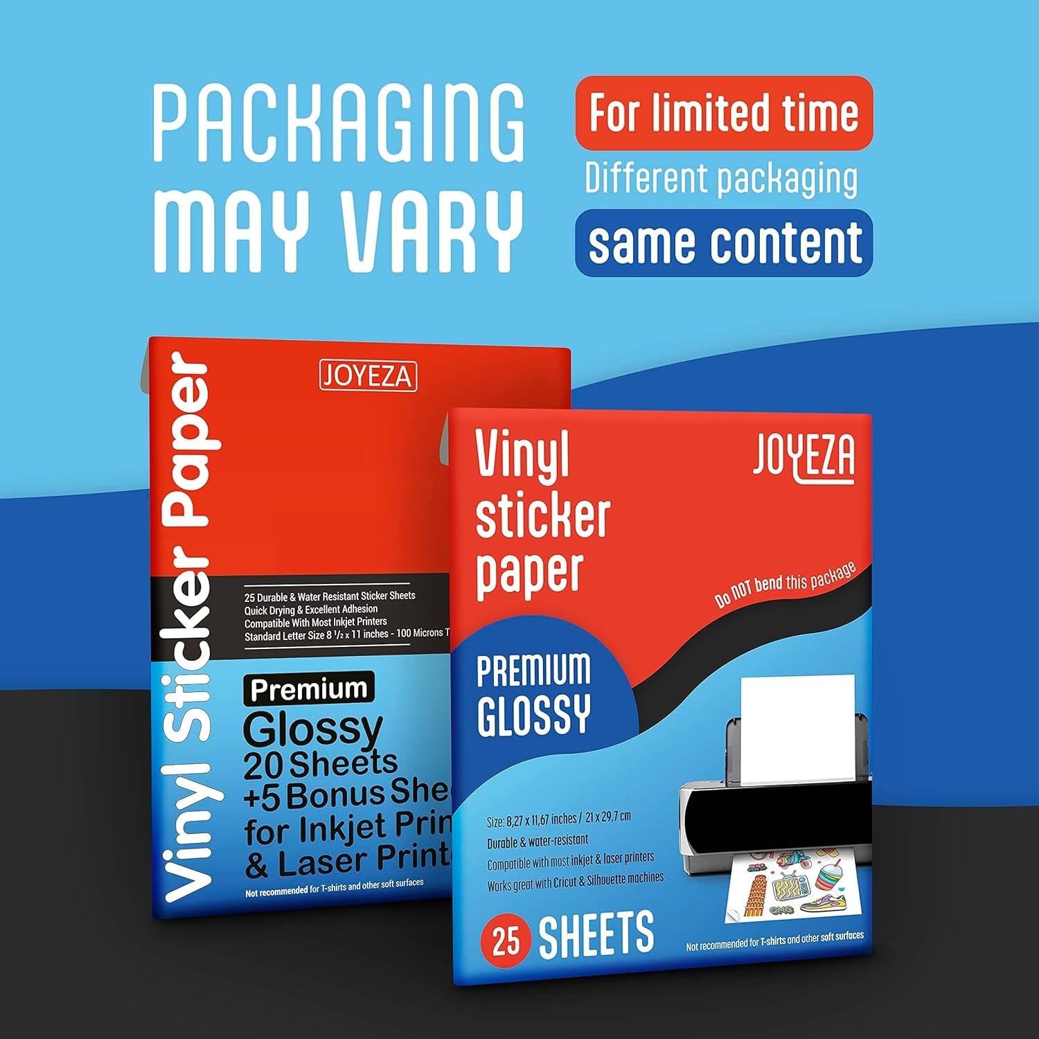 Printable Vinyl Sticker Paper for Inkjet Printer – 25 Sheets Glossy White Wat…