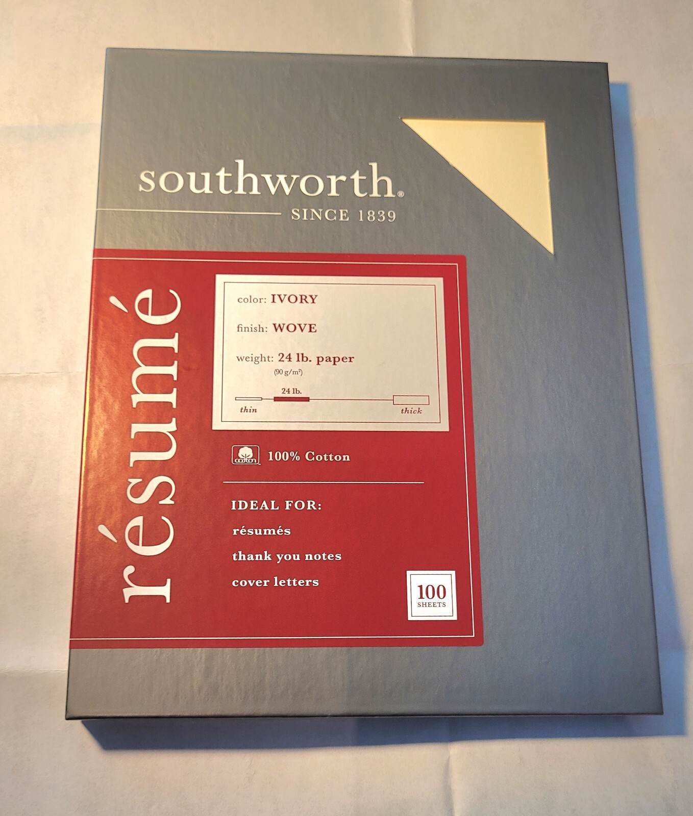 Southworth Company R14ICF Resume Paper Ivory Wove 24lb 100% Cotton