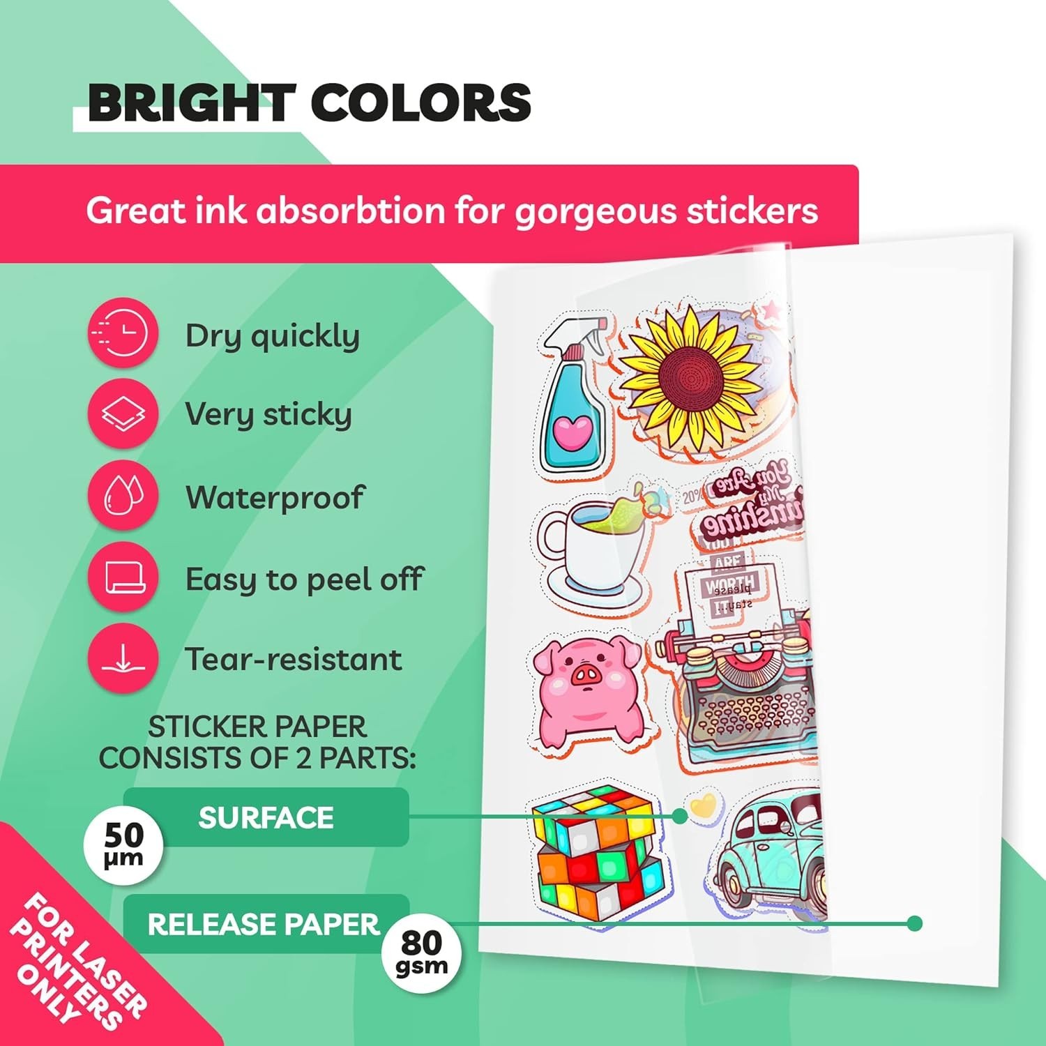 Biodegradable Clear Sticker Paper for Laser Printing – Craft in Style 20 Sheets