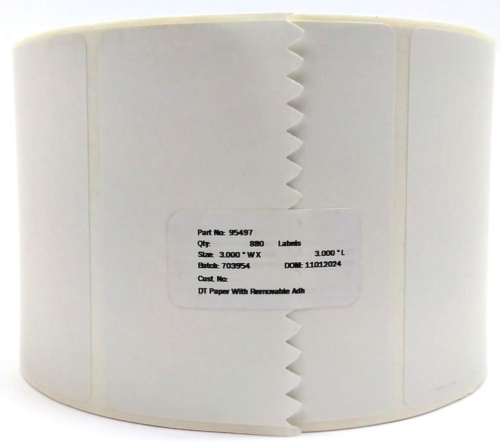 Zebra Thermal Transfer Labels 3″ x 3″ Adhesive White 95497 Genuine – 12 Rolls