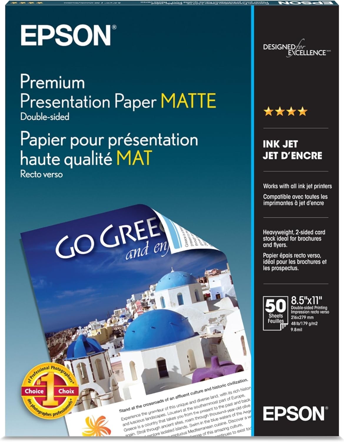 Epson Premium Presentation Paper MATTE (8.5×11 Inches, Double-sided, 50 Sheets)