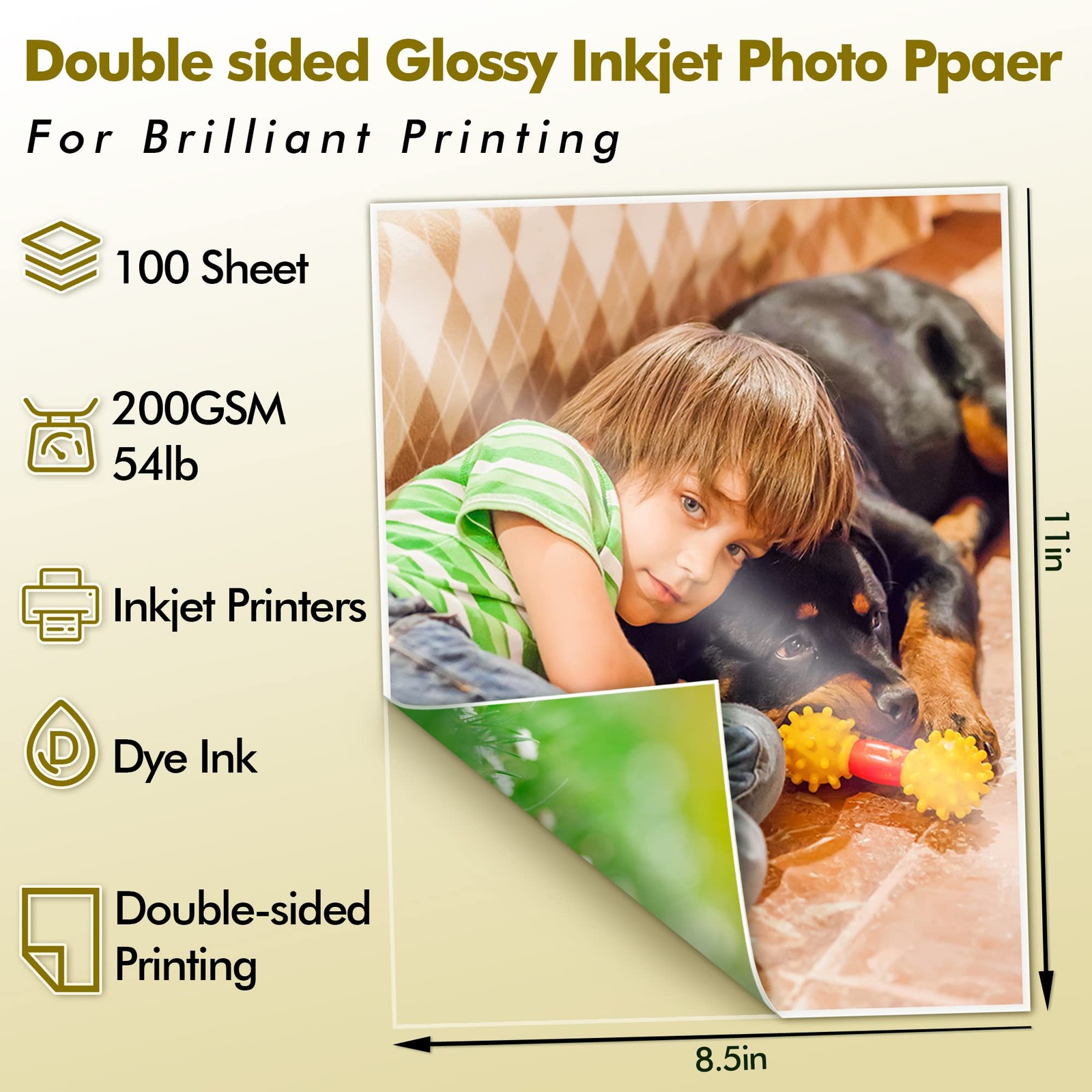 Koala Double Sided Inkjet Glossy Photo Paper 8.5X11 Inches Thick 54lb 100 She…