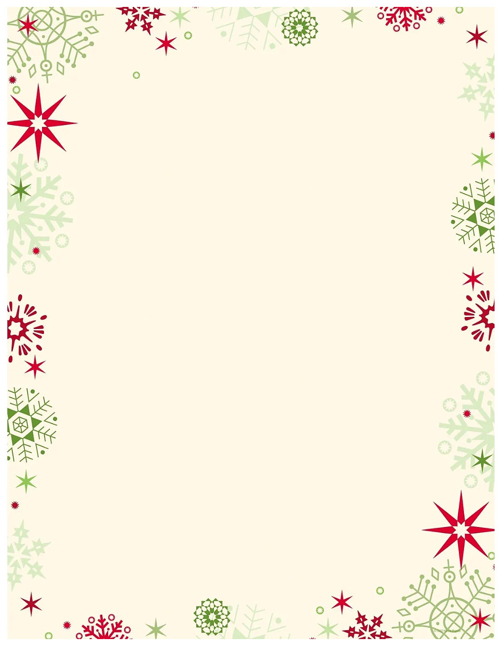 Red & Green Snowflake Border Christmas Holiday Paper (80 Sheets) Flyers, Letters