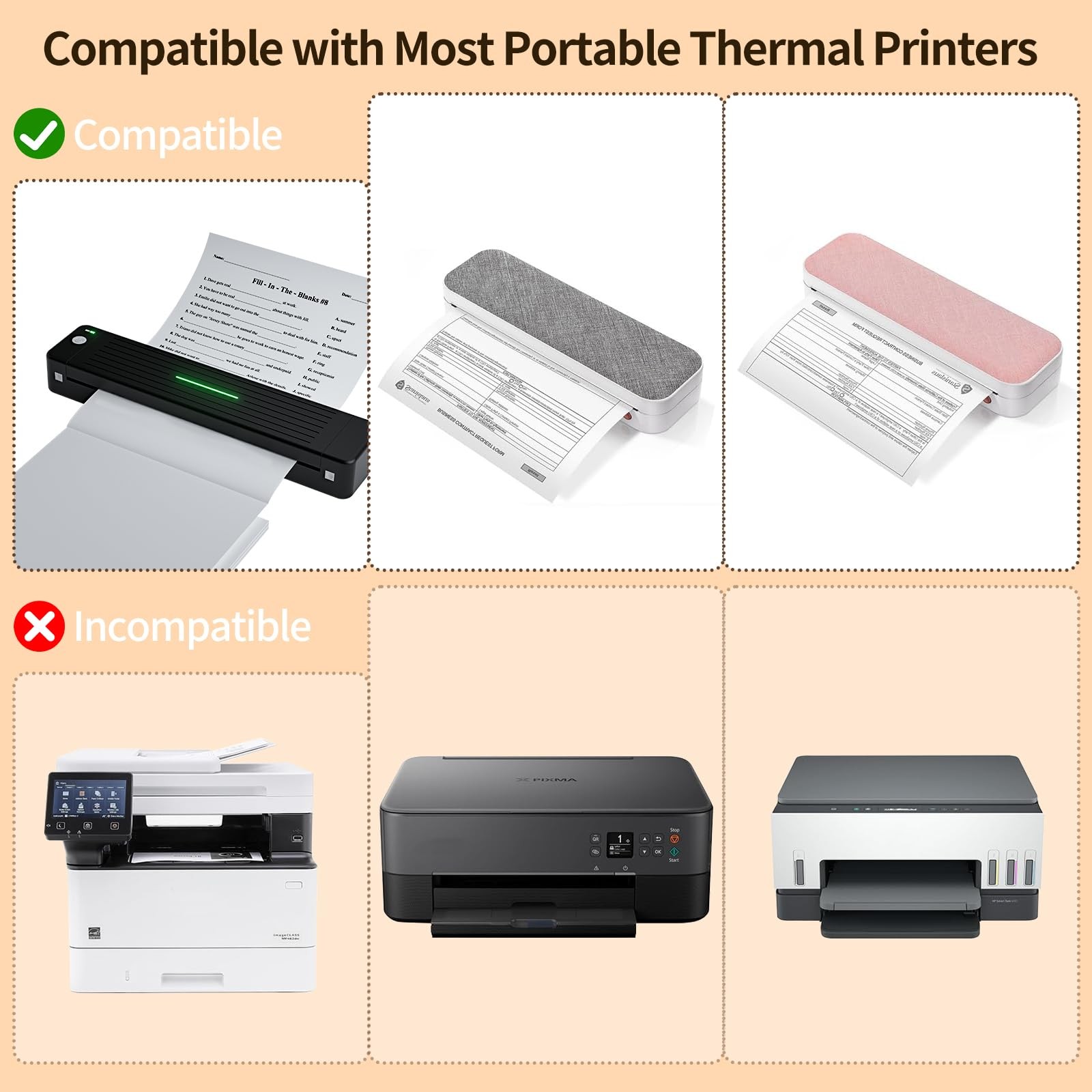 Thermal Printer Paper 8.5 X 11, 100 Sheets 8.5x11in, 100 Sheets, white