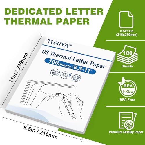 BPA Free 100 Sheets 8.5×11 US Letter Thermal Printer Paper