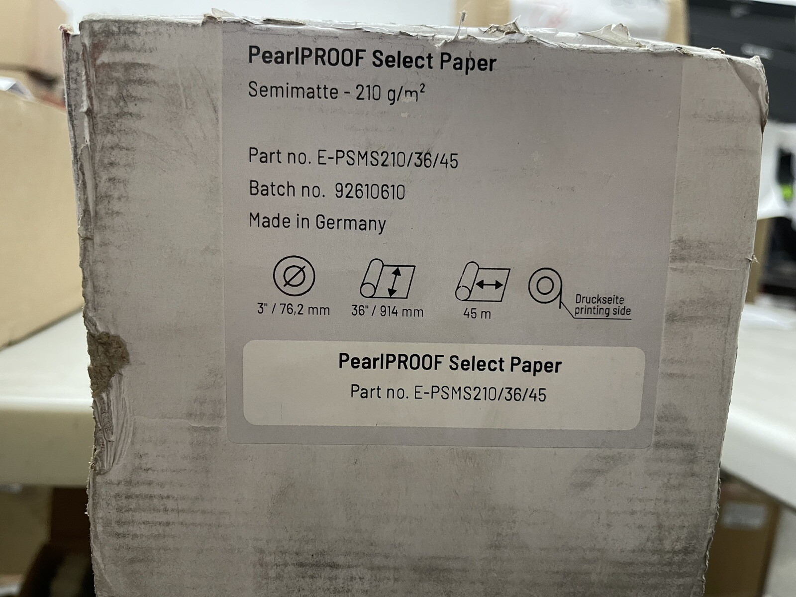 1 Roll (36” x 150 ft) PearlPROOF Select Paper Semi-Matte 210 gsm MADE IN GERMANY