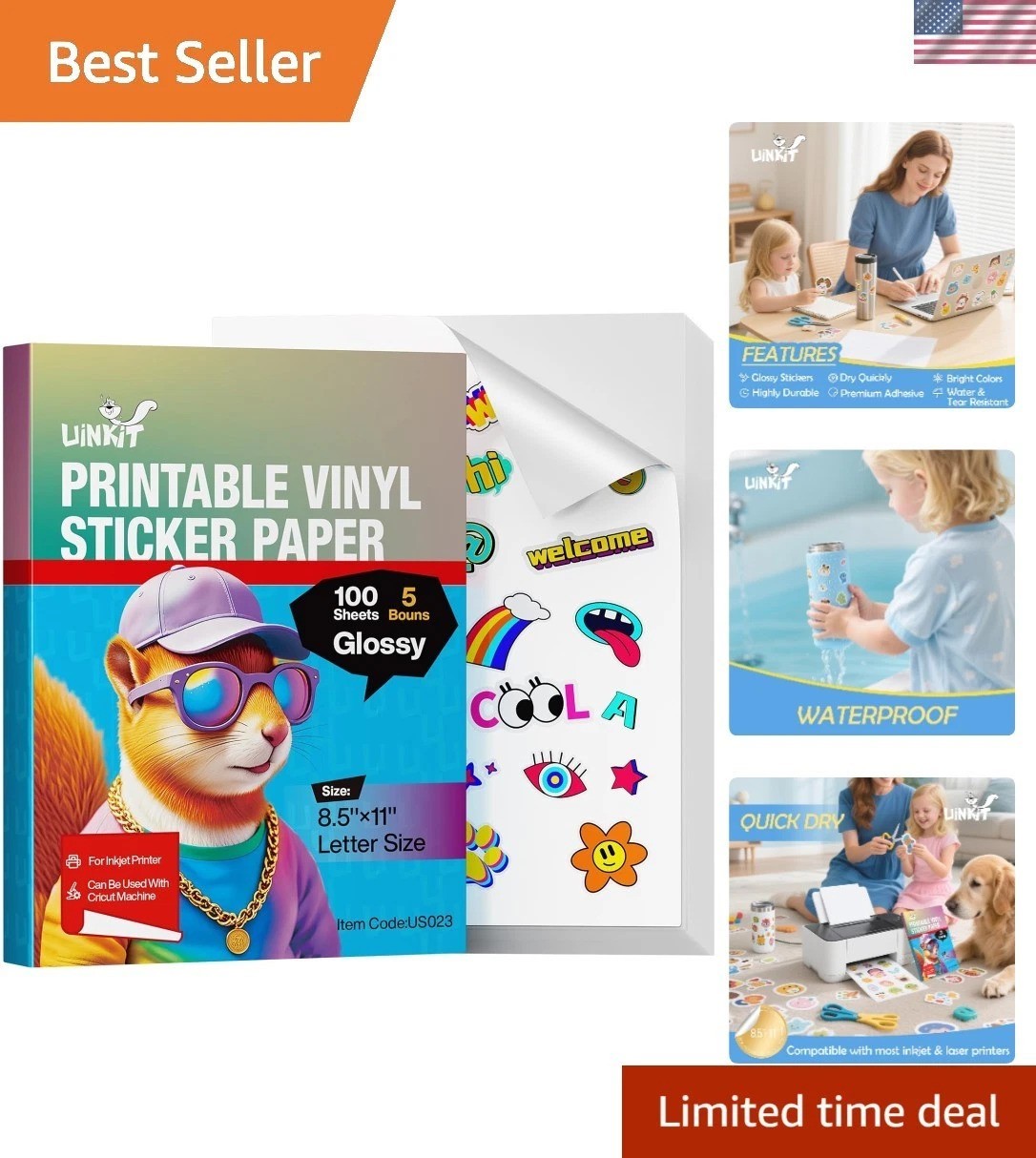 105 Sheets Printable Vinyl Sticker Paper for Inkjet Printer Cricut,included …