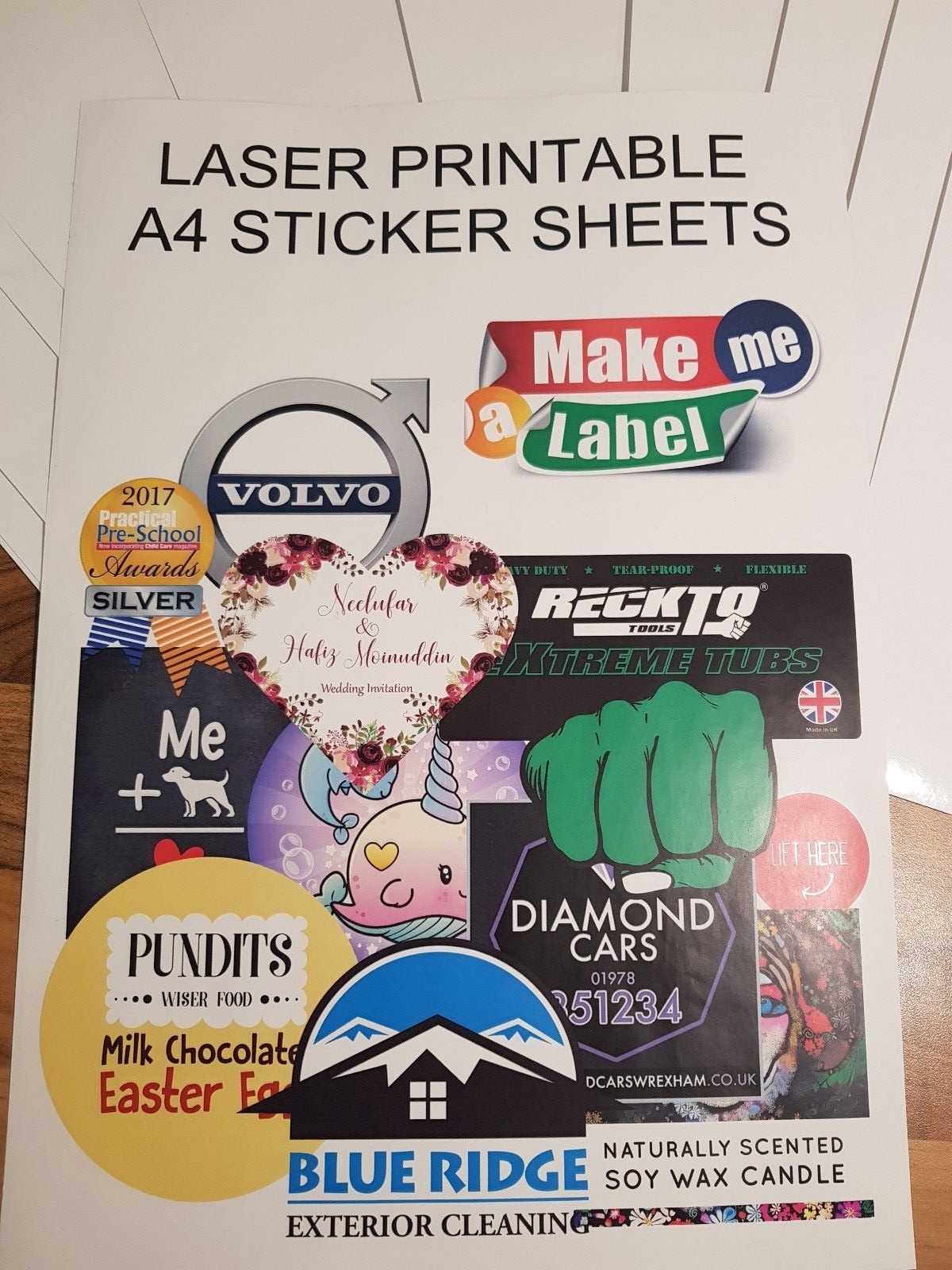 20 GLOSS Laser Printable A4 Self Adhesive Sticker Sheets