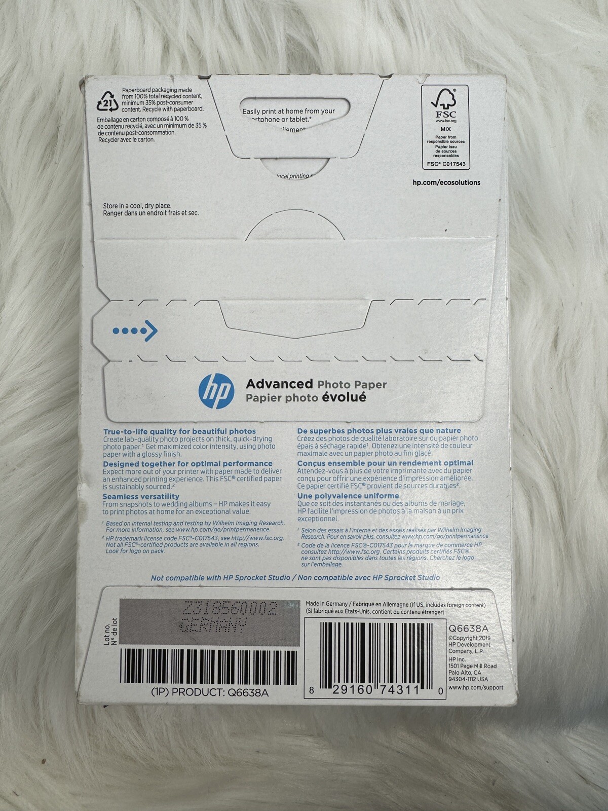 HP Advanced Photo Paper Glossy 100 Sheets 4 X 6 Inkjet 66 lbs All Inkjet D2