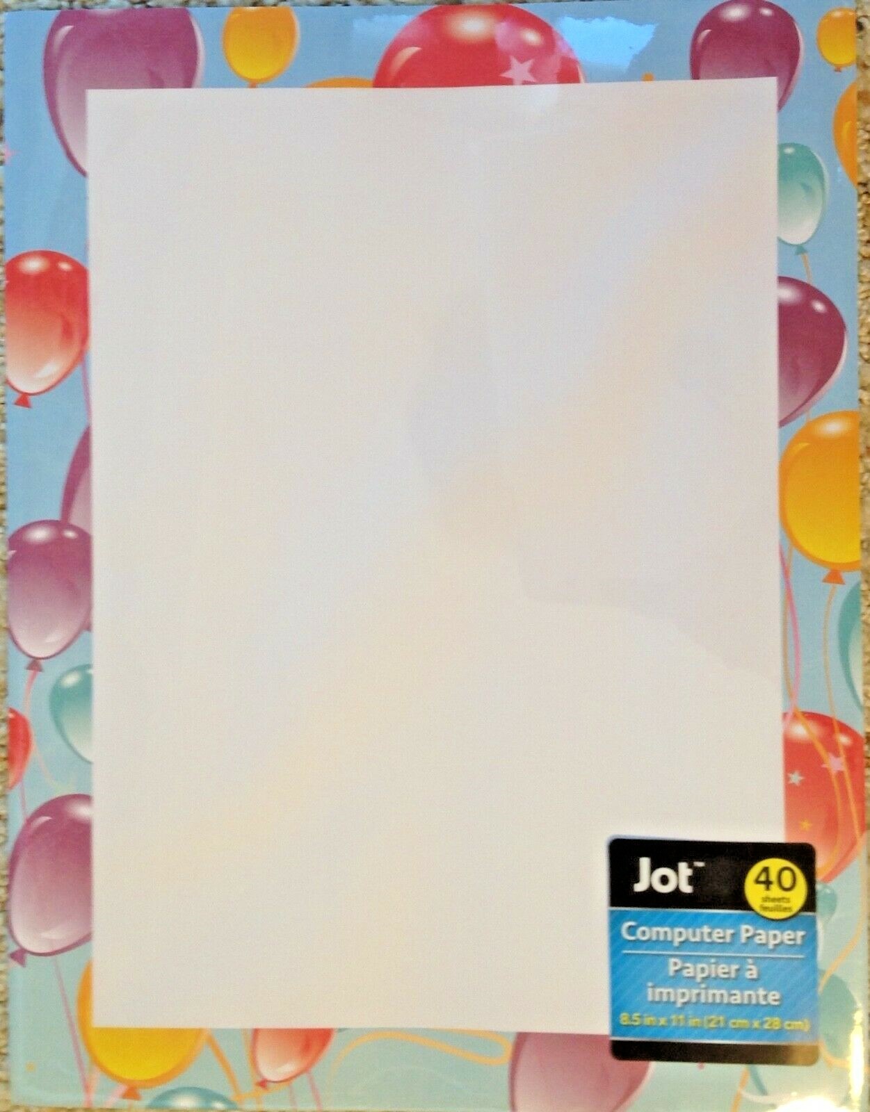 Jot Computer Printer Paper Pkg 40 Sheets Balloon Border 8.5×11 Stationery New