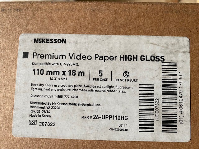 (5 Pack) McKesson Premium Video Paper – High Gloss 110 mm X 18 Meter Roll