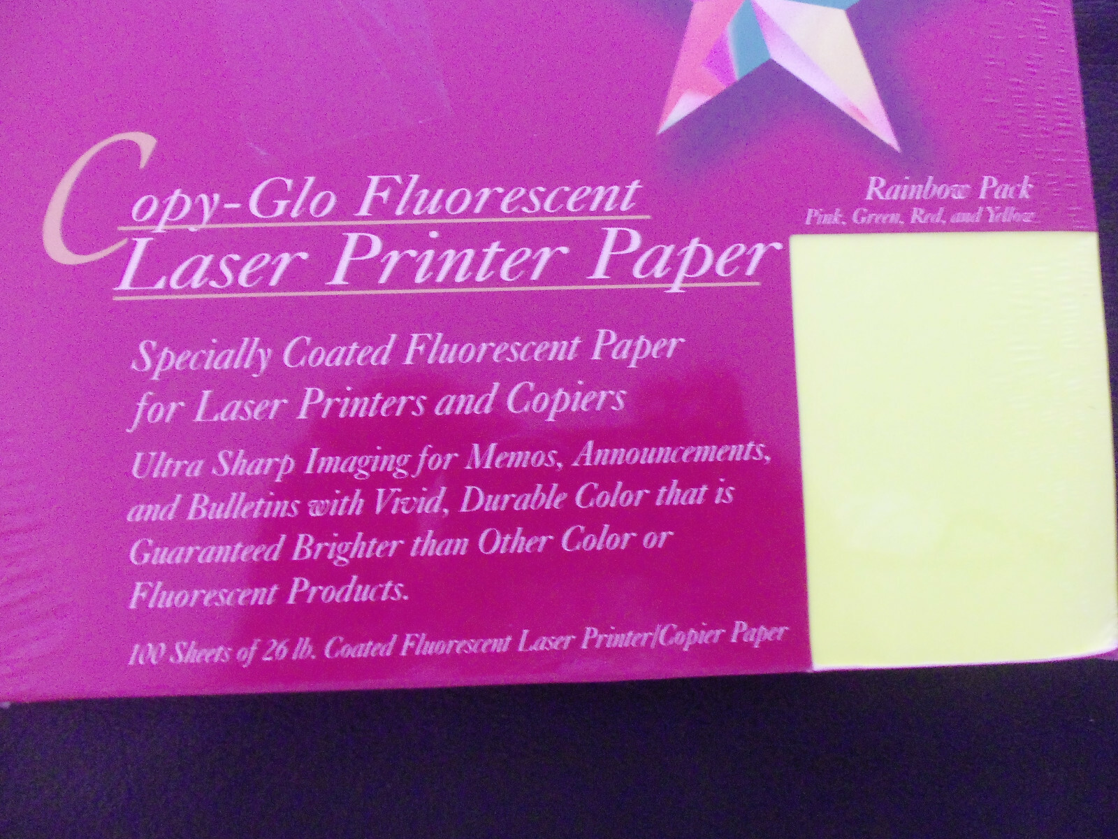 Royal Brites Copy-Glo Fluorescent Laser Printer Copier Paper Rainbow Pack