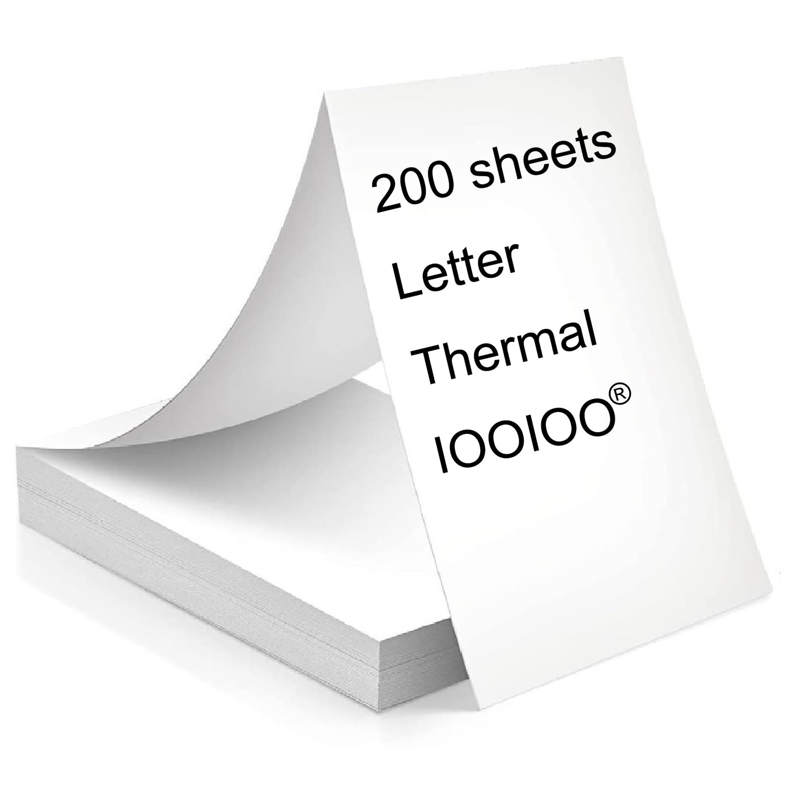 200 pages, thermal printer paper 8.5 x 11 inch, letter, folded, White