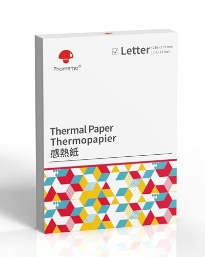 Thermal Printer Paper 8.5×11 US Letter 100 Sheets Inkless No BPA Portable Office