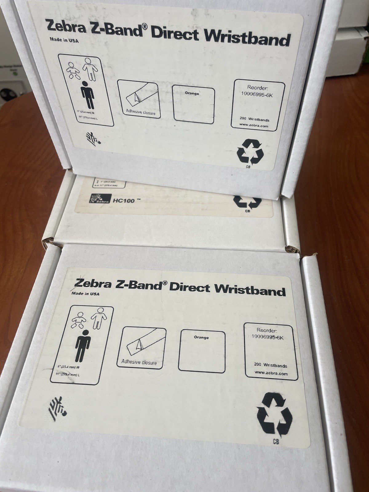 Zebra 10006995-6K Z-Band Direct Wristband, Lot Of 3