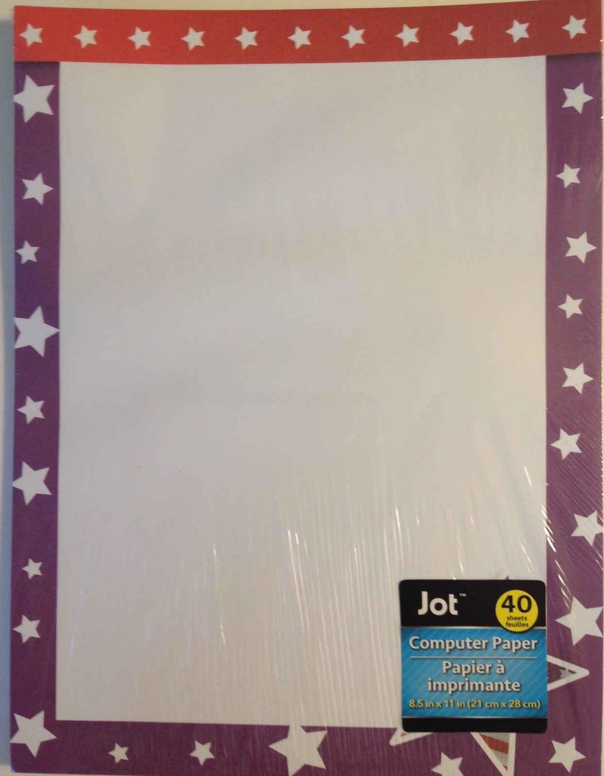 Computer Printer Paper Purple Ted Star Border 40 Sheets 8.5×11 Stationary