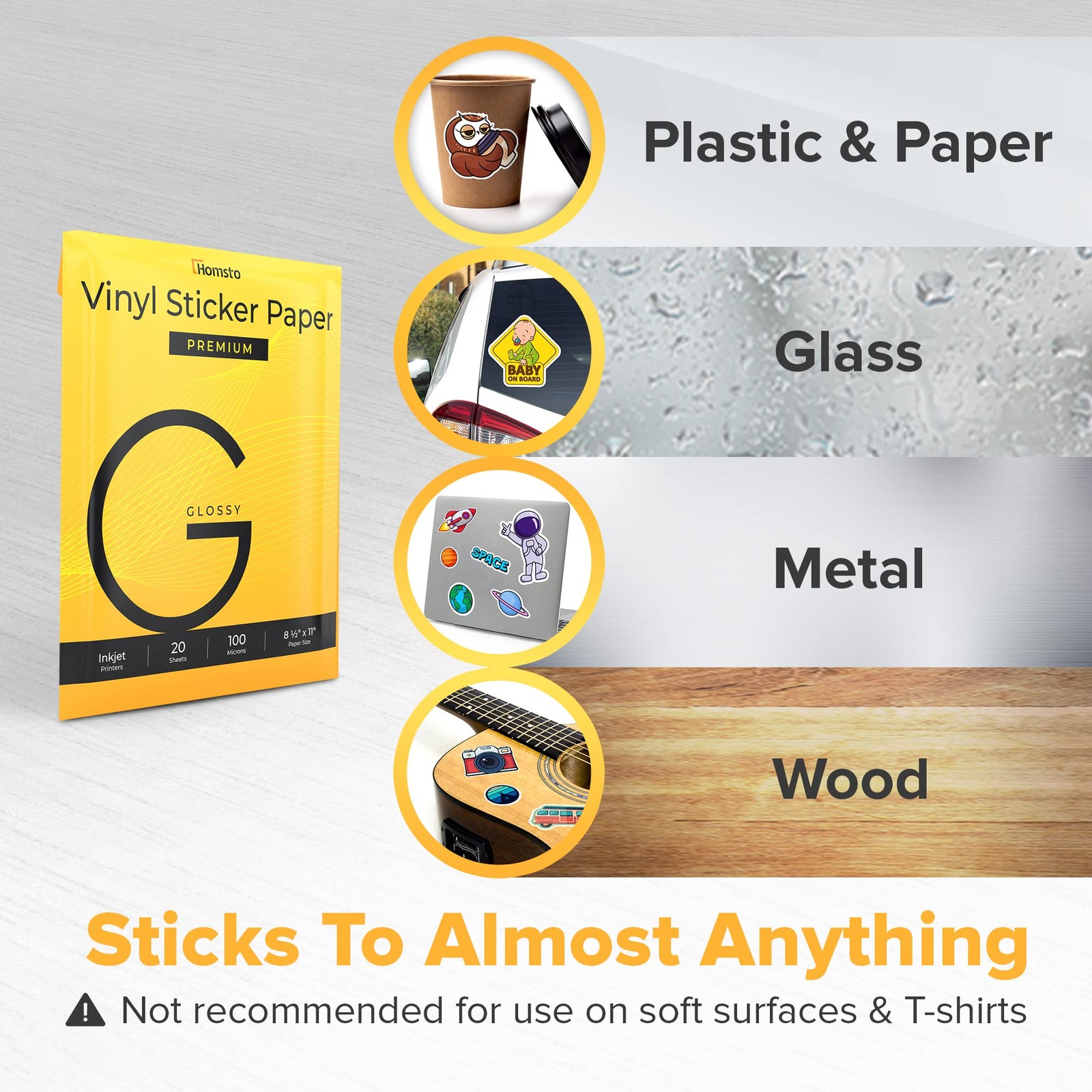 Vinyl Sticker , Frosty Clear, Matte and Glossy Printable Sticker for Inkjet P…