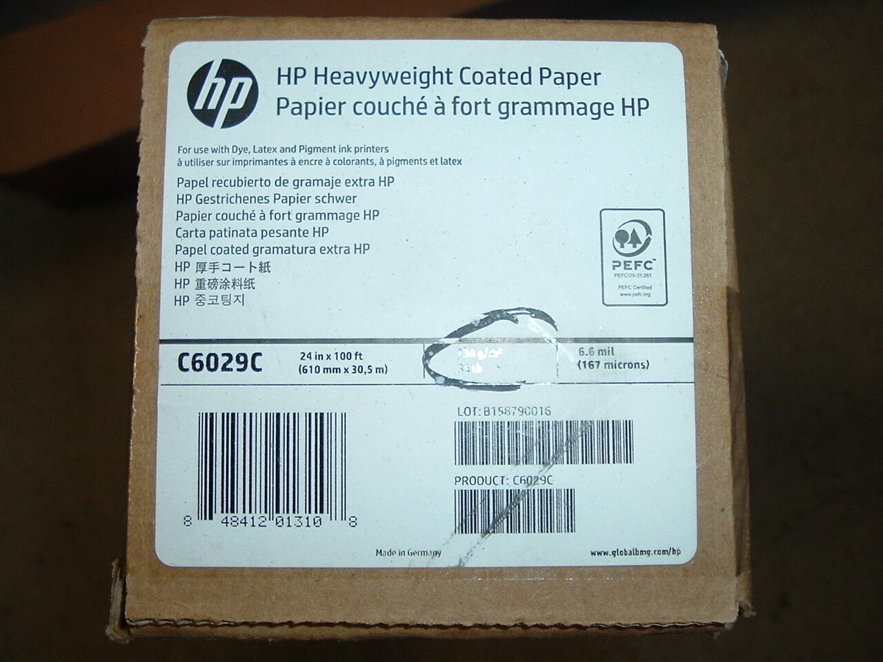 24″ HP C6029C Heavy Coated Inkjet Paper 150′ Roll 24 lb New!US