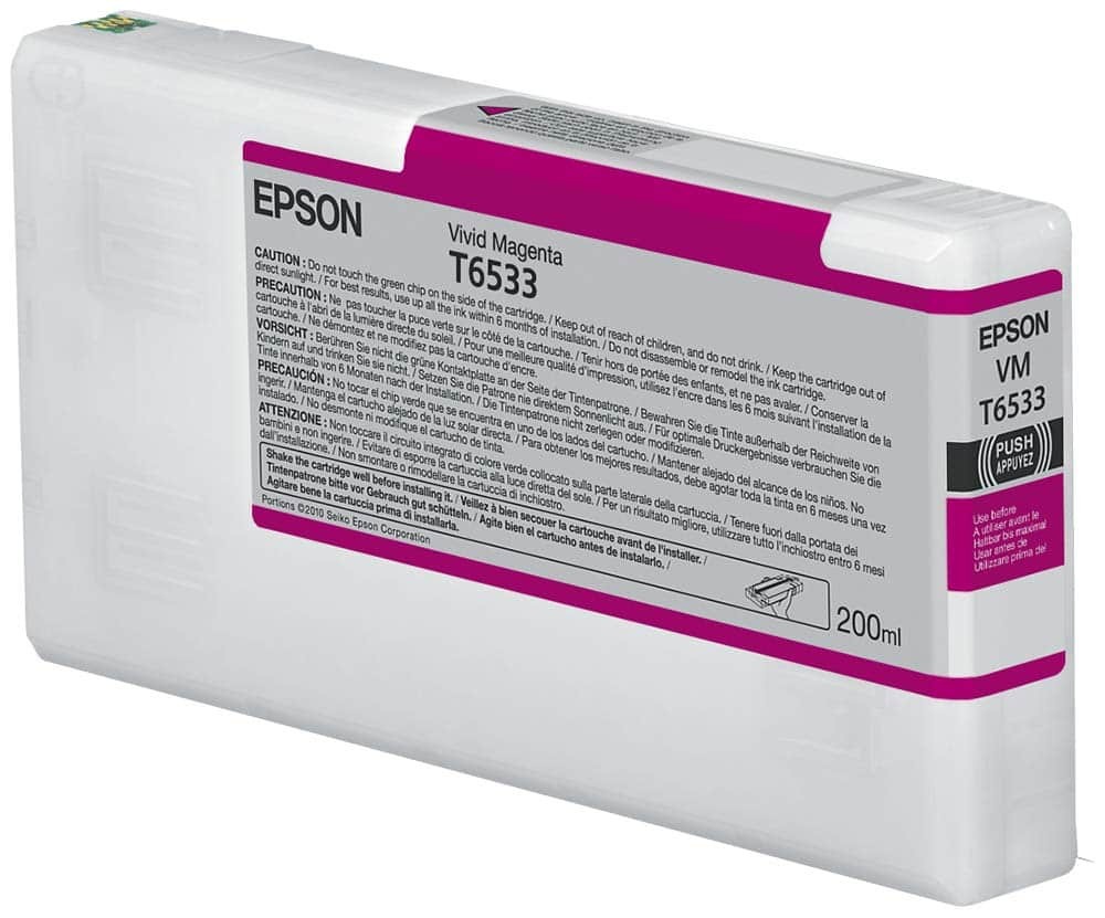 Epson T653 UltraChrome HDR 200 mL Vivid Magenta Ink Cartridge [T653300]