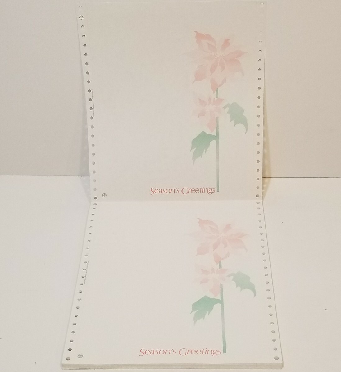 Dot Matrix 64 pg. Continuous Paper Season’s Greetings Pointsettia Image 9.5″x11″