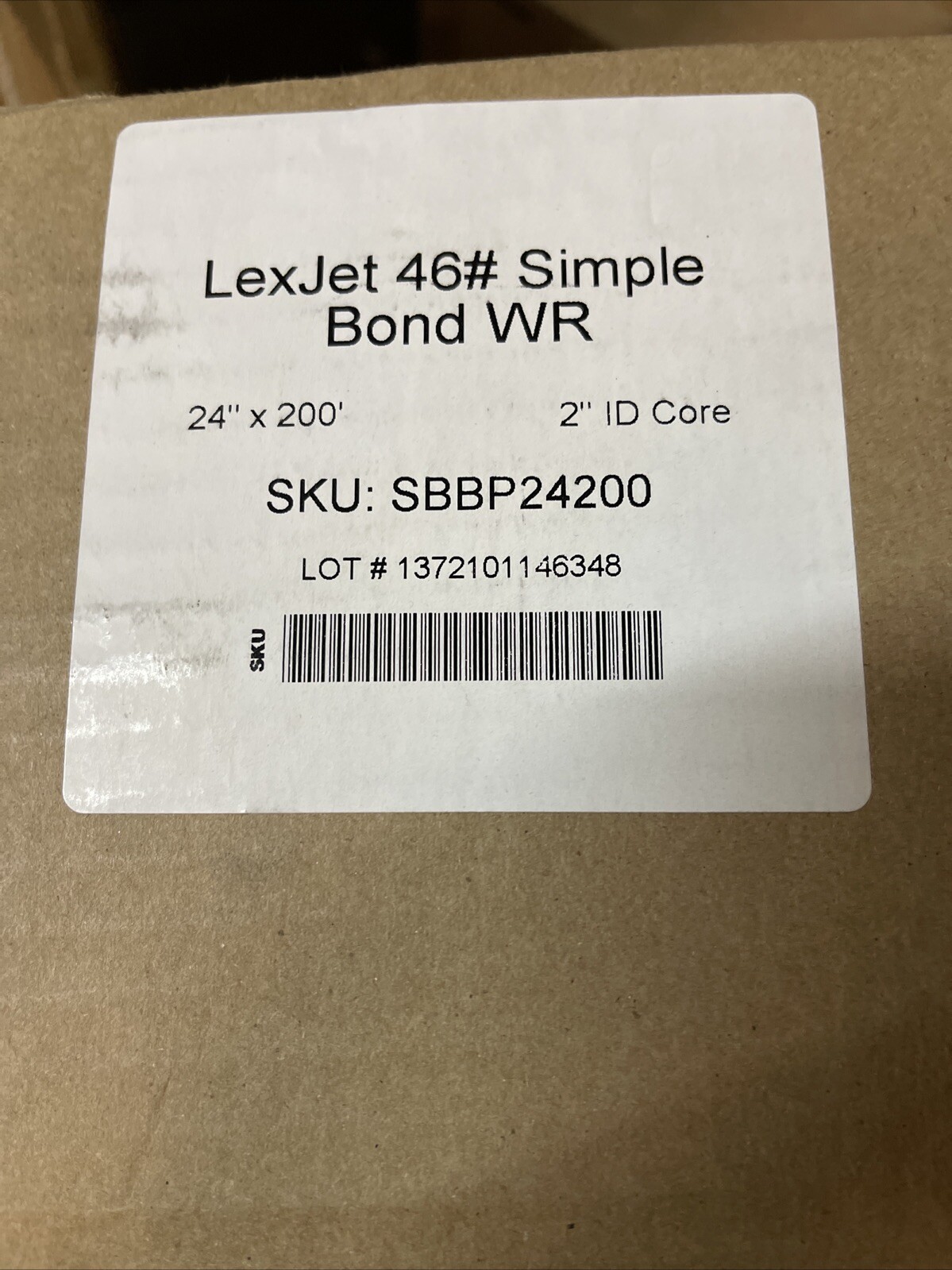 LexJet 46# Simple Bond WR 24″x200′ 2″ ID Core, SBBP24200