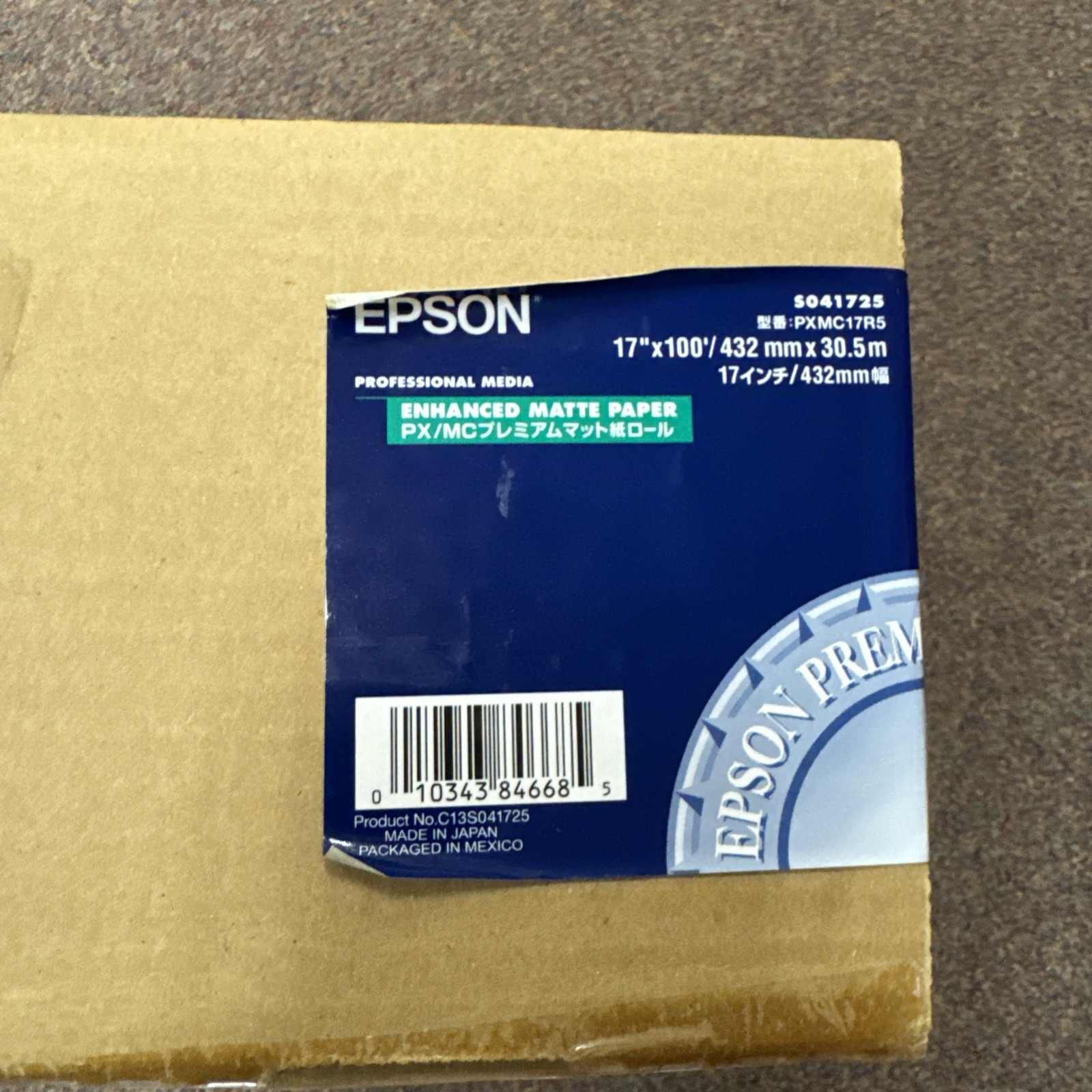 Epson Professional Media Enhanced Matte Paper 17” x 100’ roll *OPEN BOX*