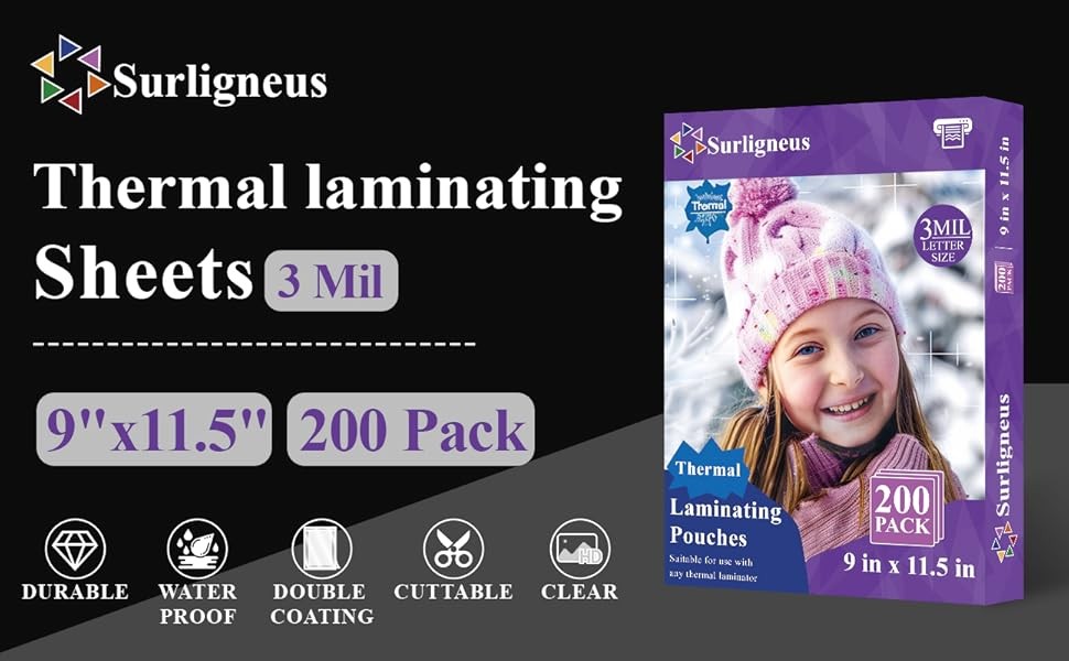 Laminating Sheets 8.5 x 11, 200 Pack Thermal Laminating Pouches 3 mil, Clear