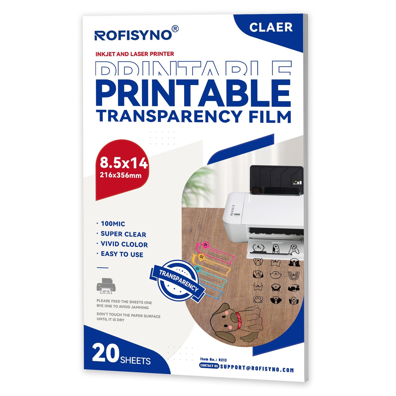 20 PCS 8.5×14 Inch Printable Transparency Sheets 4 mil Clear Projector Film