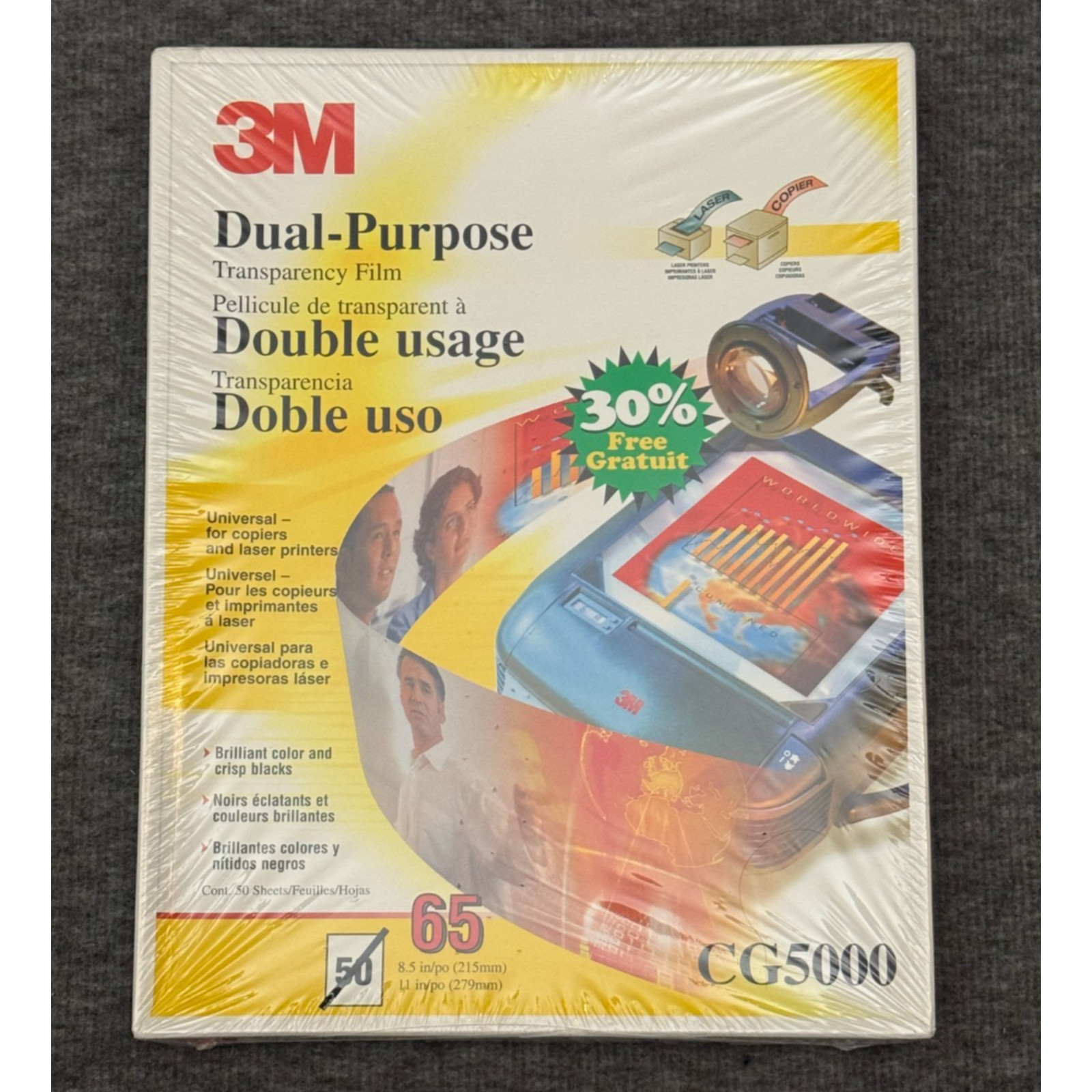 3M Multipurpose Transparency Film Clear 8.5×11” 65 Count Inkjet Laser Copier