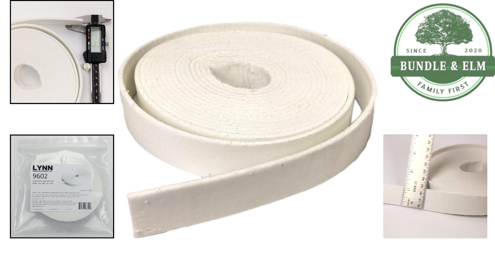 Insulation Gasket Paper for High Temperatures, 1/8in x 1in x 200in Soft Material
