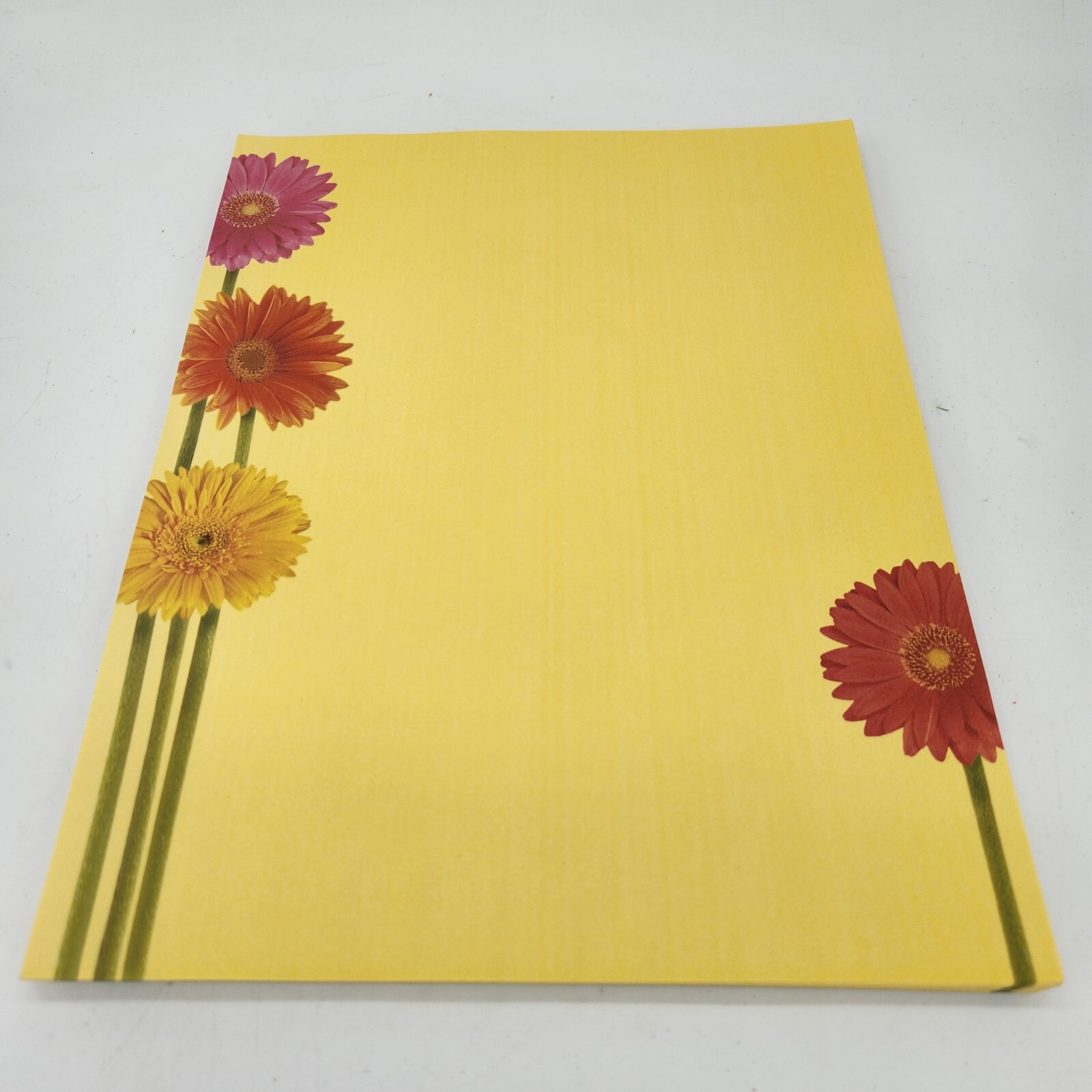 Computer Paper Stationary 8.5×11 Bright Yellow Bold Zinnia Flowers GARDEN PARTY
