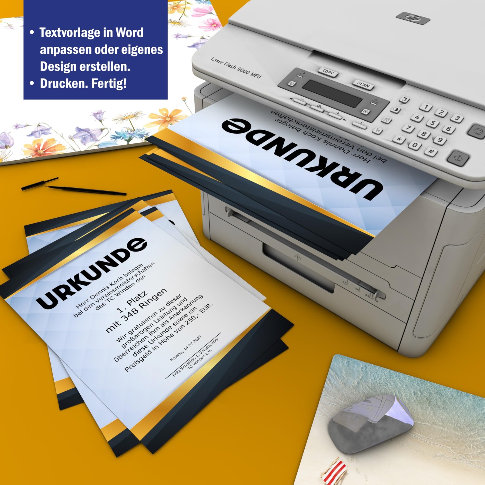 Square Certificate Paper A4 190g 15 Sheets – Printed on Both Sides – for Certific…