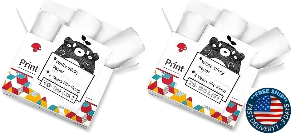 Papel adhesivo blanco para impresora M02X/T02 2 años adhesivo negro sobre blanco