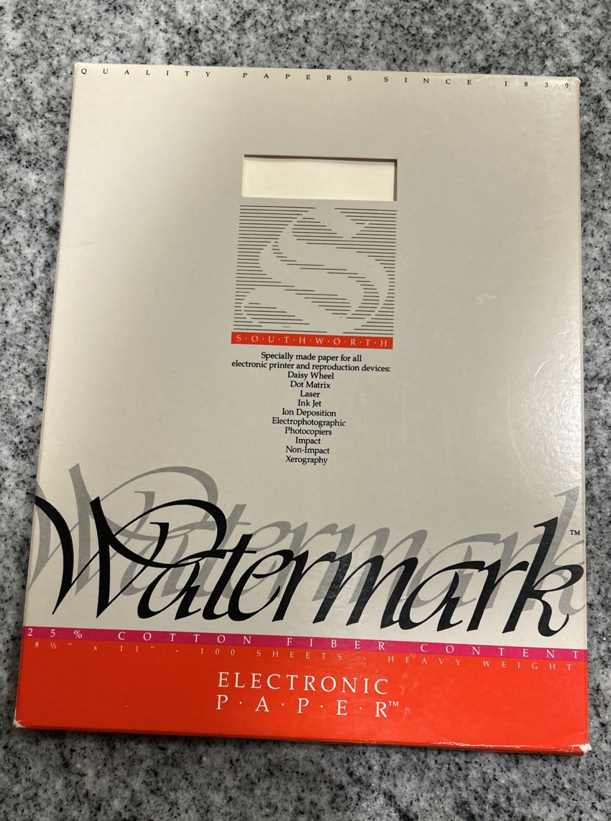 Southworth Electronic Paper 8.5×11 Watermark P454C White Heavy Weight 80+ sheets
