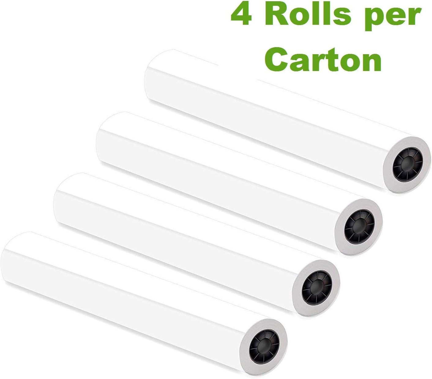 24 x 150 Plotter Paper Rolls 4 Pack 92 Bright 20lb 2 Inch Core