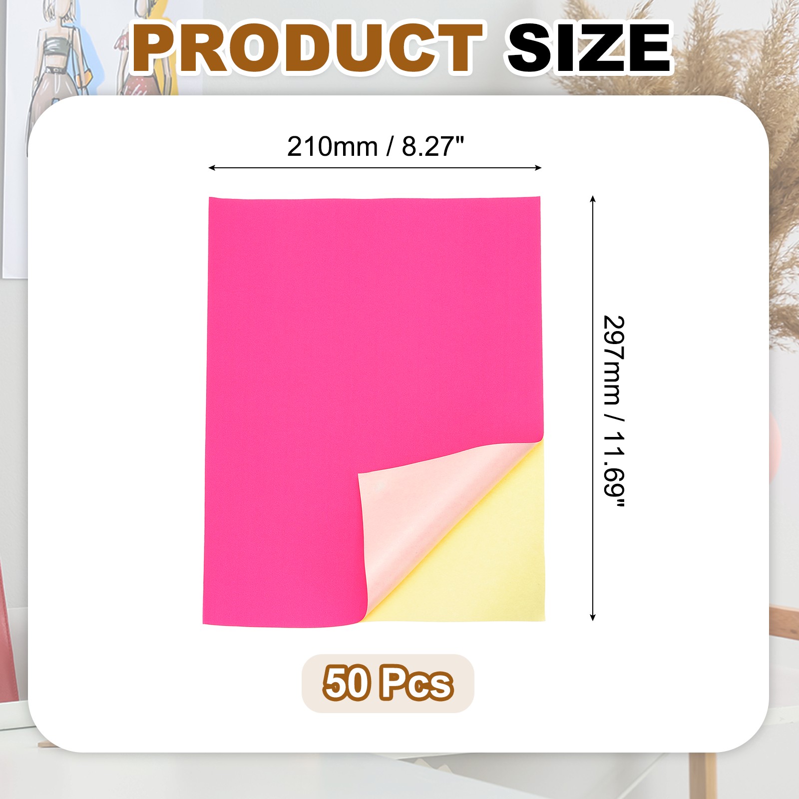 50 Pcs Sticker Paper for Printer 50 Pcs Full Sheet A4 Sticker Labels Rose Red