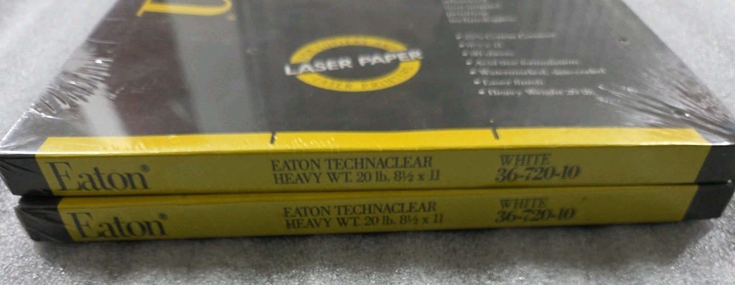 2 Eaton Premium Paper. for laser printers & copiers. 80 sheets,25% cotton,20 lb