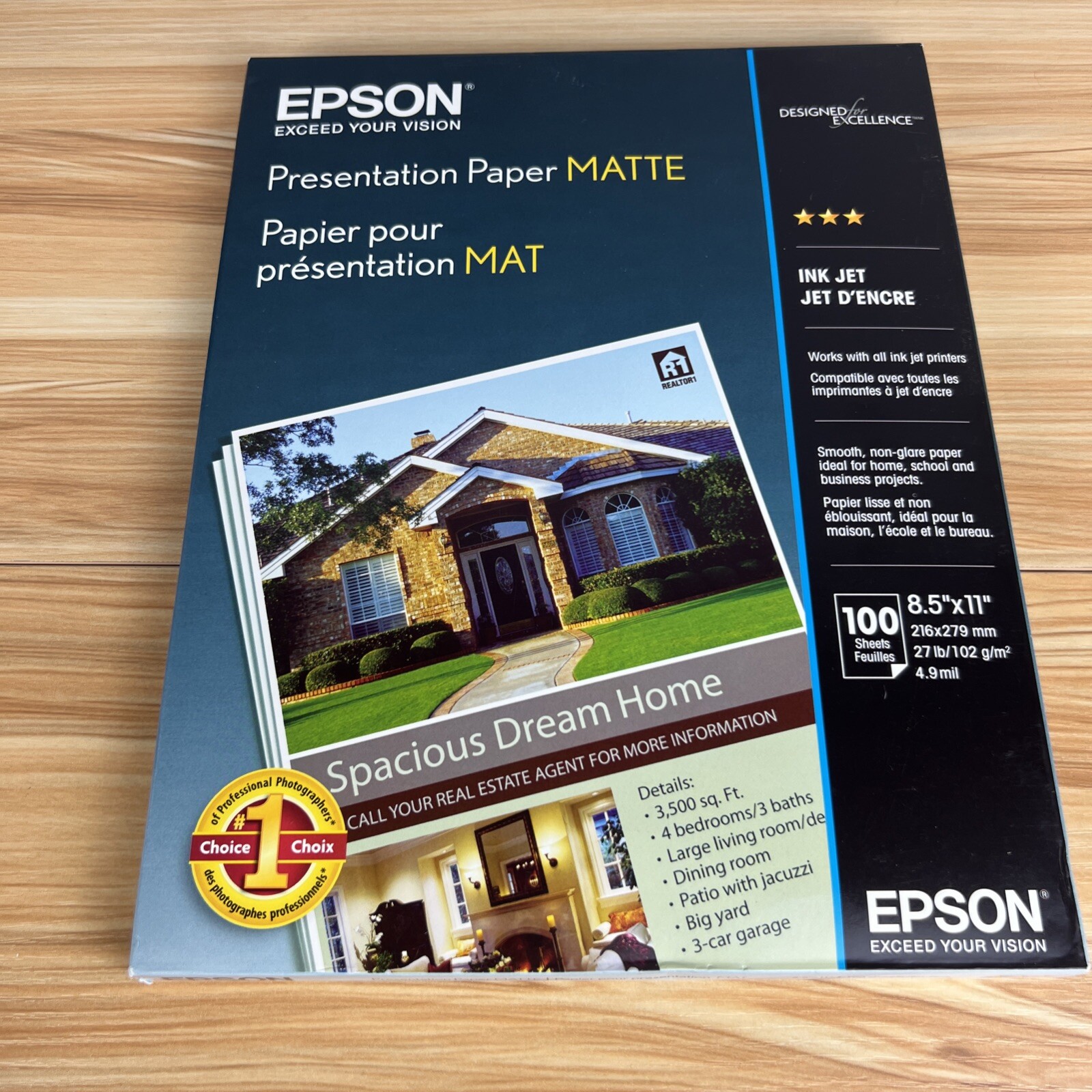 Open Epson Presentation Paper Matte Inkjet 8.5″ x 11″ 100 Sheets S041062(Y3)