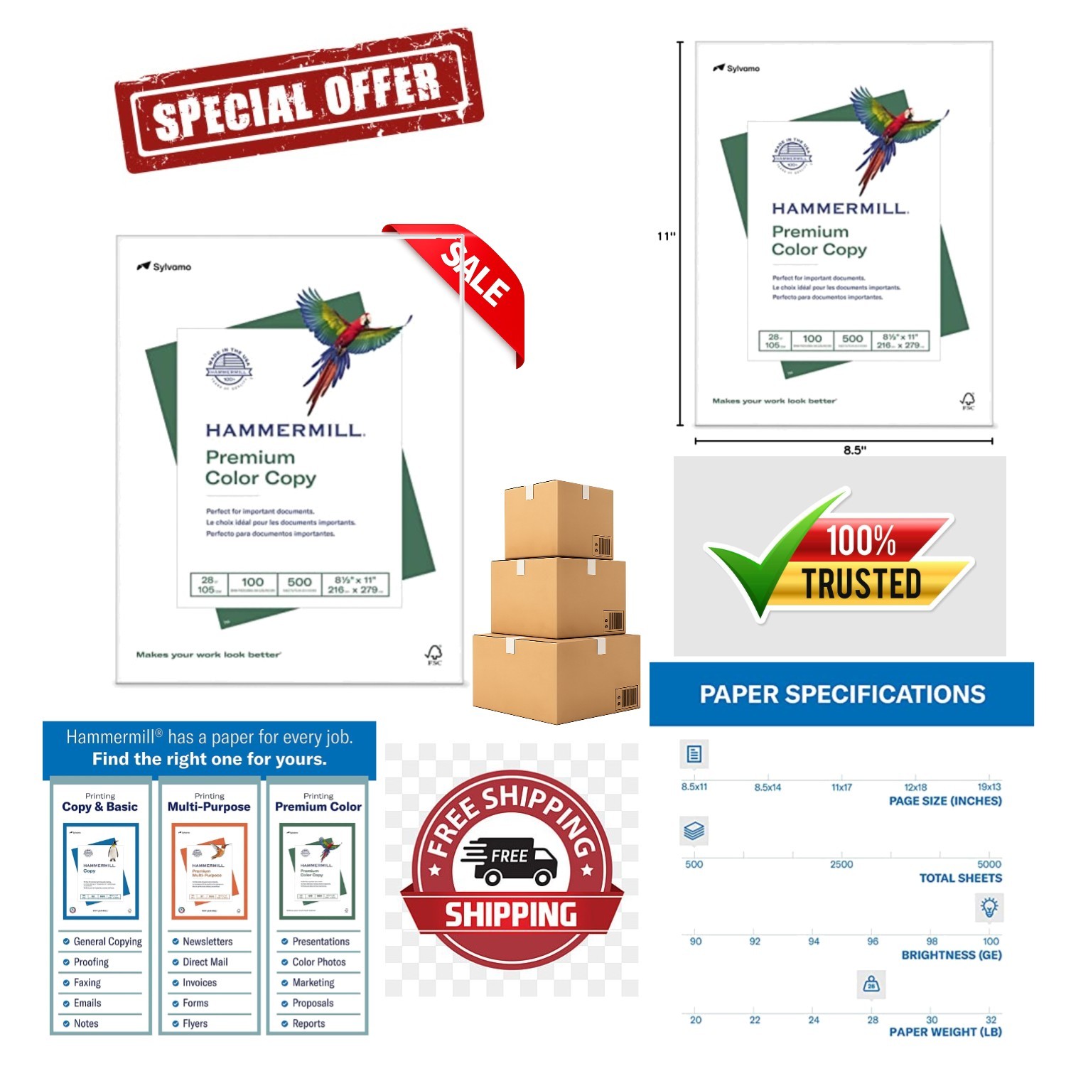Eco-Friendly 28 lb Color Copy Paper, 8.5×11 – 100 Bright for Stunning Prints