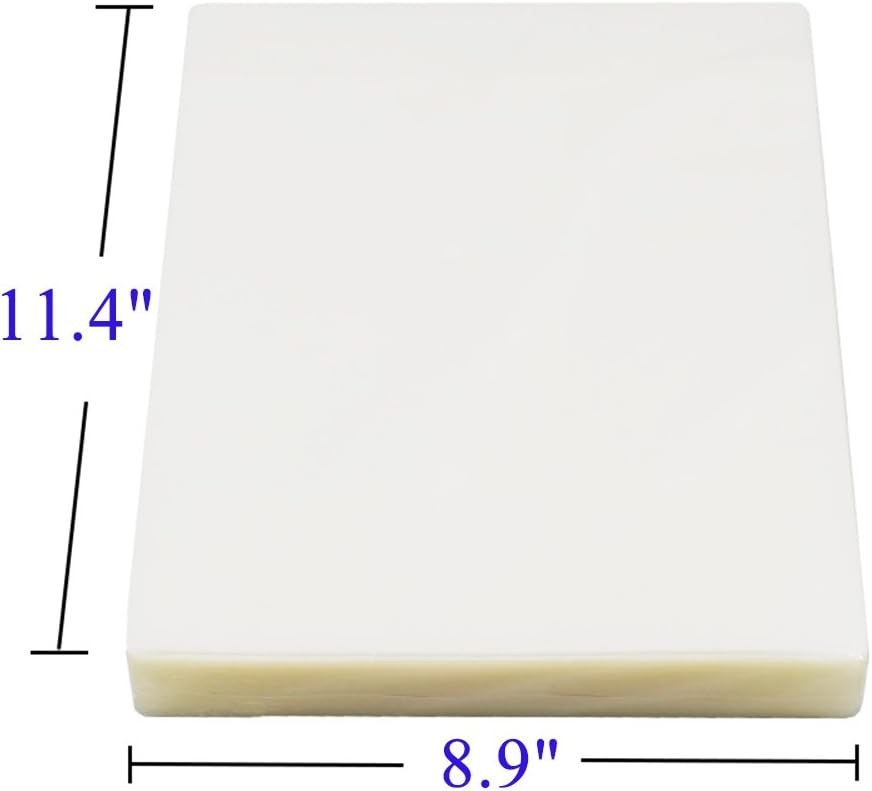 Thermal Laminating Pouches 8.9 x 11.4, 5 Mil Thickness, Crystal Clear Finish,