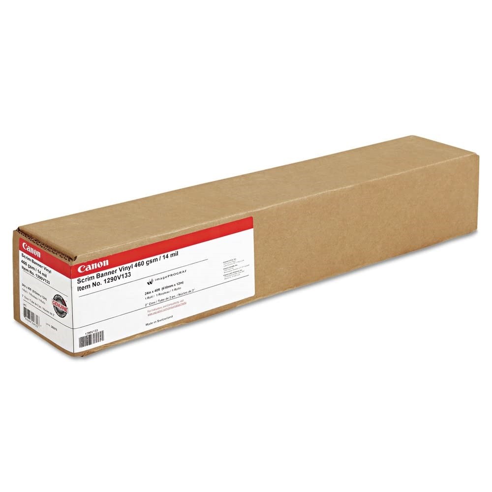 Canon Scrim Banner Vinyl Roll 2″ Core 14 mil 24″ x 40 ft Matte White 1290V133