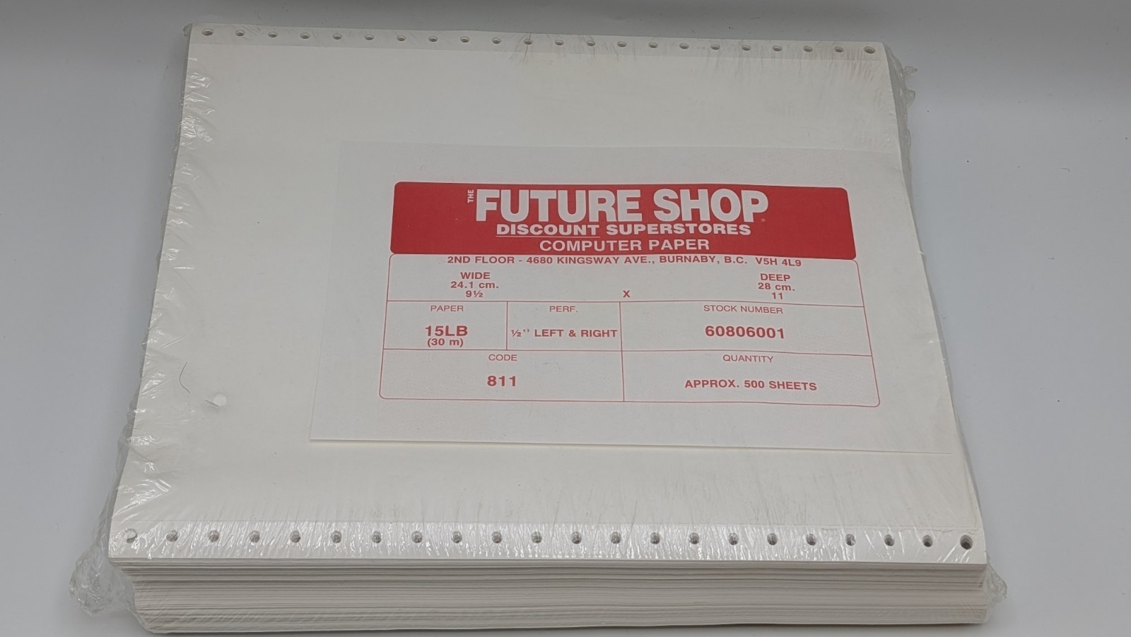 Vintage Dot Matrix Computer Paper 500 Sheets – Future Shop – New Sealed