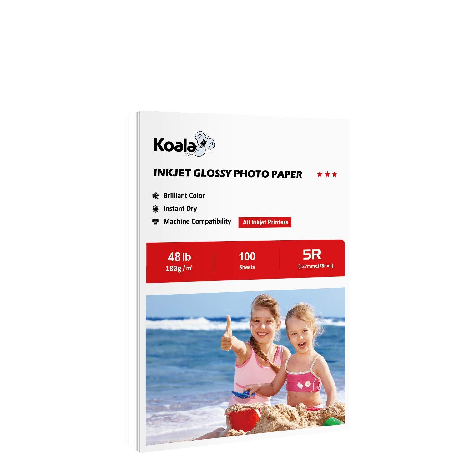 5x7in Koala Glossy Inkjet Photo Paper 100 Sheets 48lb 180GSM for Dye Ink