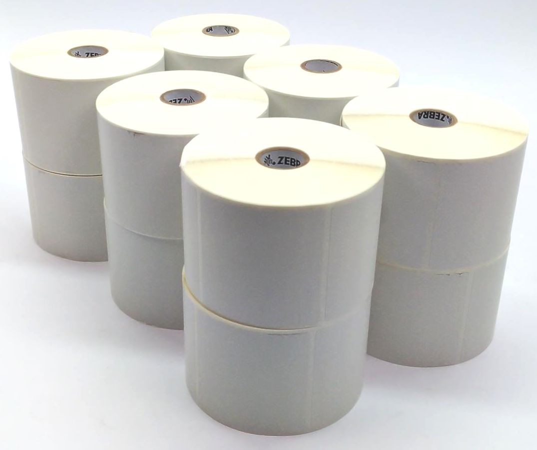 Zebra Thermal Transfer Labels 3″ x 3″ Adhesive White 95497 Genuine – 12 Rolls